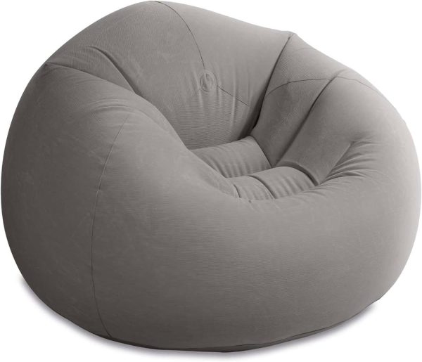 Beanless Bag Inflatable Lounge Chair: Corduroy Textured Flocking – Durable Vinyl – Folds Compactly – 220lb Weight Capacity – 45" x 45" x 28"