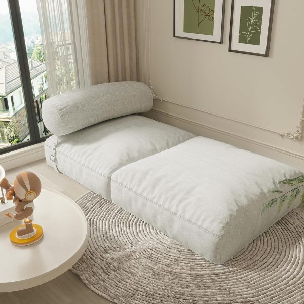 Folding Lazy Floor Sofa for Adults, Convertible Bed Couch Cozy Large Fold Out Chair Bed, Mattress Sleeper Guest Floor Recliner Loung Sofa with Headrest Pillow Bedroom Living Room Balcony